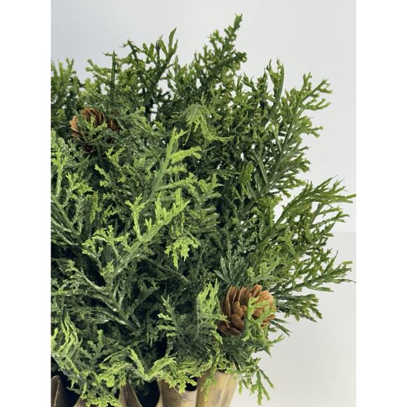 Fluted Scalloped Brass Vase with Holiday Christmas Winter Greenery Pouf Decor - Picture 4 of 11